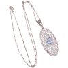 Art Deco 0.82ct Aquamarine Necklace 14K White Gold