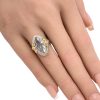 Art Deco 2.39ct Aquamarine Ring with Seed Pearl Accents 14K Gold worn
