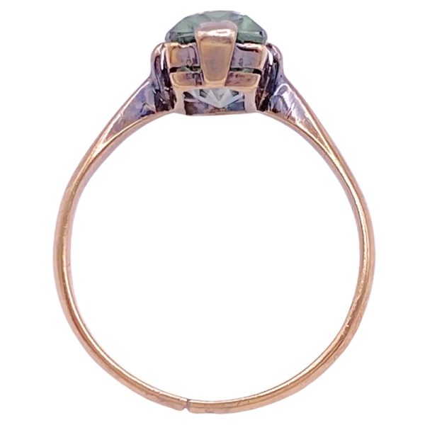Art Deco 2.72ct French Cut Sea Green Aquamarine Ring 14K Gold profile