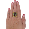 Carved Carnelian & Enamel Detailed Art Deco Ring 18K White Gold Worn