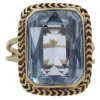 Cushion Cut Blue Spinel Mid-Century Ring 14K Yellow Gold Side (2)