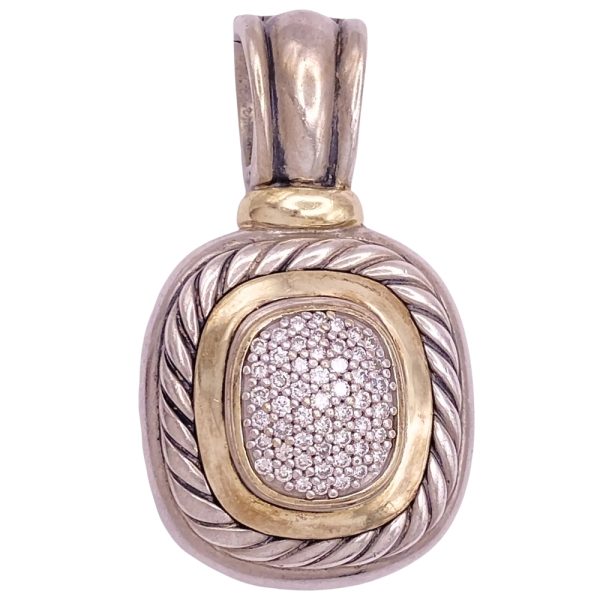David Yurman Albion Diamond Enhancer Pendant Sterling Silver & 18K Gold