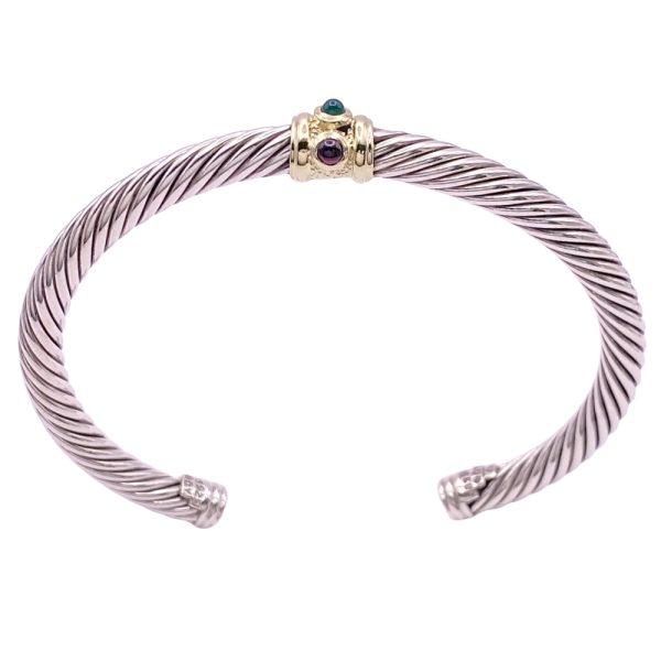 David Yurman Multi-Gem Renaissance Bracelet 14K Gold & Sterling Silver full