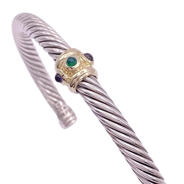David Yurman Multi-Gem Renaissance Bracelet 14K Gold & Sterling Silver stones