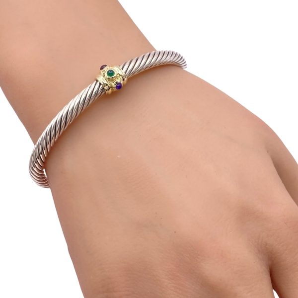 David Yurman Multi-Gem Renaissance Bracelet 14K Gold & Sterling Silver worn