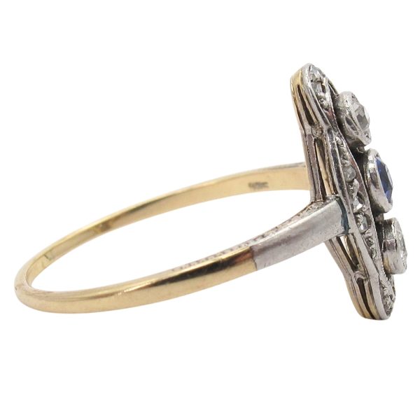 Edwardian 0.47ctw Diamond & Sapphire Ring 14K Gold Platinum side