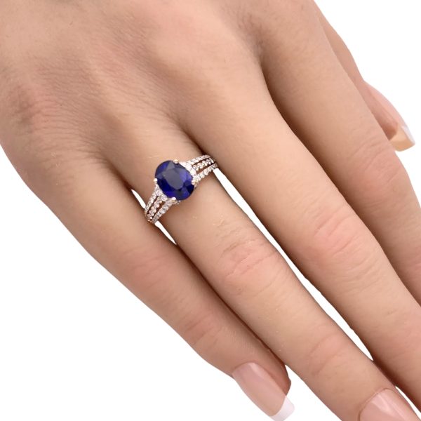 Effy 2.25ctw Sapphire Ring 14K Rose Gold worn