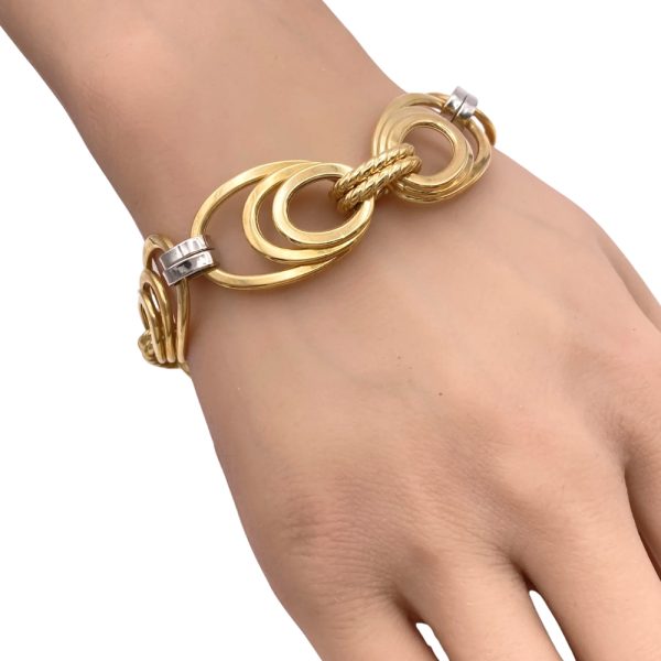 Fashion Link Bracelet 14K Two-Tone Gold worn