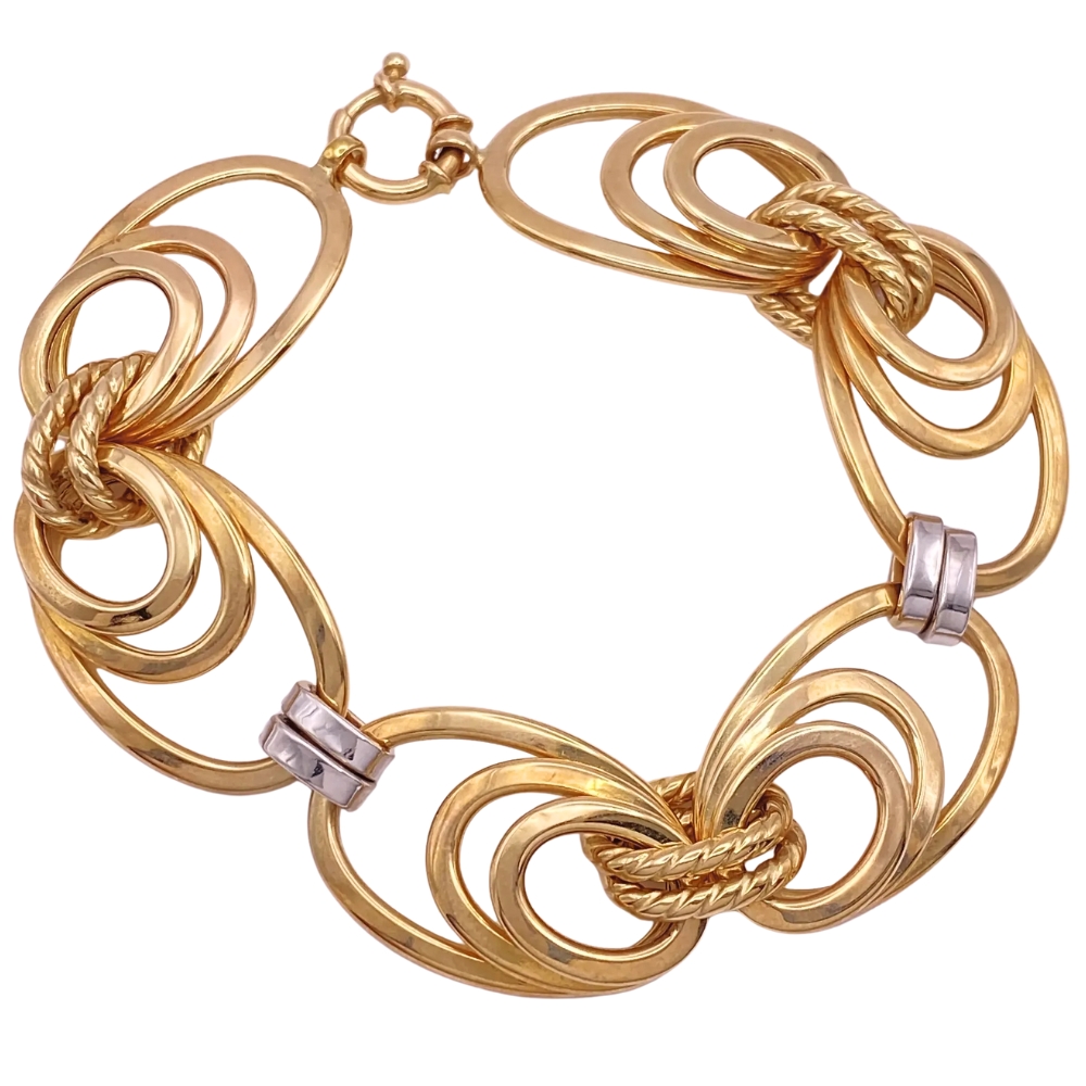 Fashion Link Bracelet 14K Two-Tone Gold