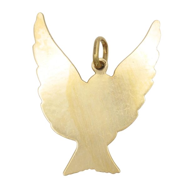 Flying Dove Pendant 18K Gold back