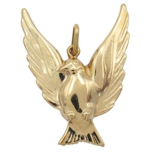 Flying Dove Pendant 18K Gold front