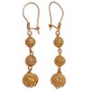 Graduated Bead Dangle Earrings 22K Baht Gold