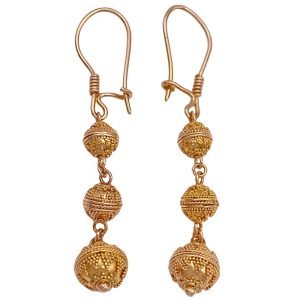 Graduated Bead Dangle Earrings 22K Baht Gold