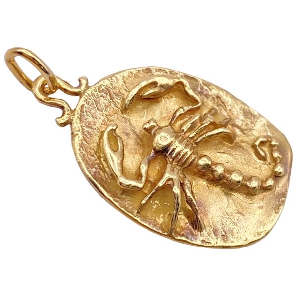 Handcrafted Scorpio Zodiac Pendant 18K Gold side
