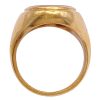 Heraldic Crest Banded Agate Intaglio Signet Ring 18K Gold profile