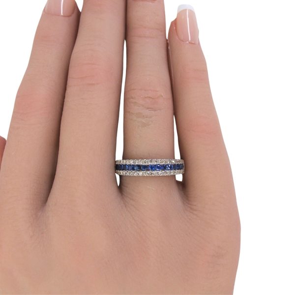 Le Vian 0.72ctw Diamond & Sapphire Band Ring 14K White Gold worn
