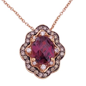 Le Vian 3.62ctw Rhodolite Garnet Necklace 14K Rose Gold close up