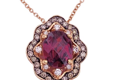 Le Vian 3.62ctw Rhodolite Garnet Necklace 14K Rose Gold close up