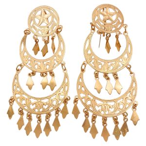 Long Chandelier Dangle Earrings 14K Gold