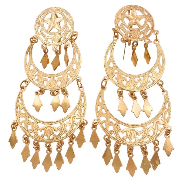 Long Chandelier Dangle Earrings 14K Gold