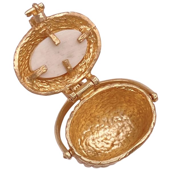 Nantucket Basket Moving Pendant Charm 14K Gold open
