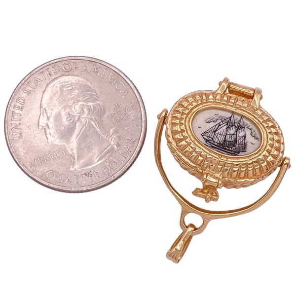 Nantucket Basket Moving Pendant Charm 14K Gold size