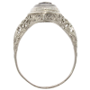 Navette Camphor Glass Filigree Art Deco Ring 14K Profile
