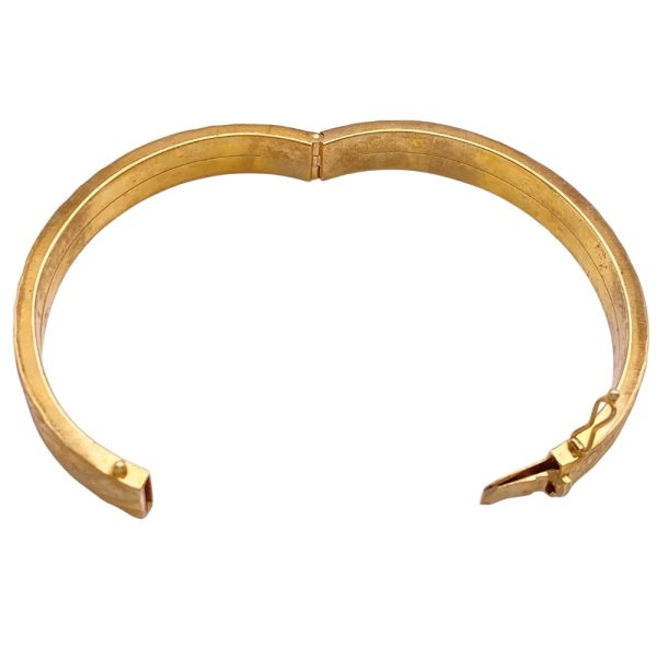 Ornate Banded Bangle Bracelet 14K Gold open