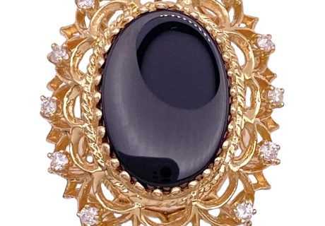 Ornate Onyx Cocktail Ring 14K Gold