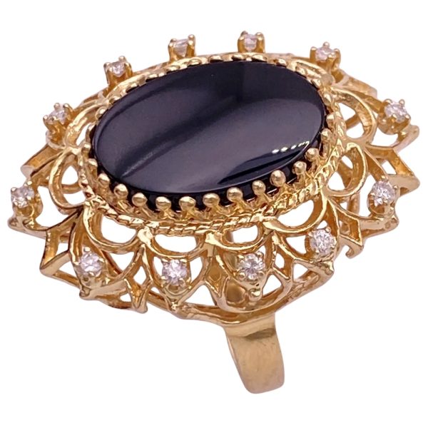 Ornate Onyx Cocktail Ring 14K Gold side
