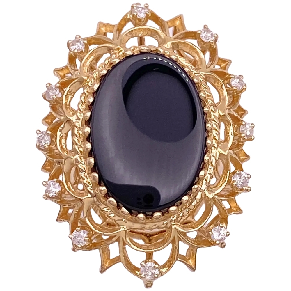 Ornate Onyx Cocktail Ring 14K Gold