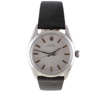Pre-Owned Vintage Rolex 34MM Oyster Perpetual (1966) Stainless Steel On Leather Band Model 5552 Front