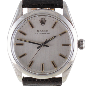 Pre-Owned Vintage Rolex 34MM Oyster Perpetual (1966) Stainless Steel On Leather Band Model 5552