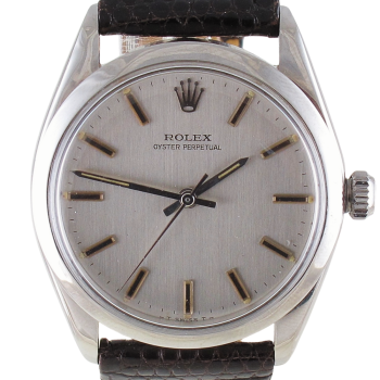 Pre-Owned Vintage Rolex 34MM Oyster Perpetual (1966) Stainless Steel On Leather Band Model 5552