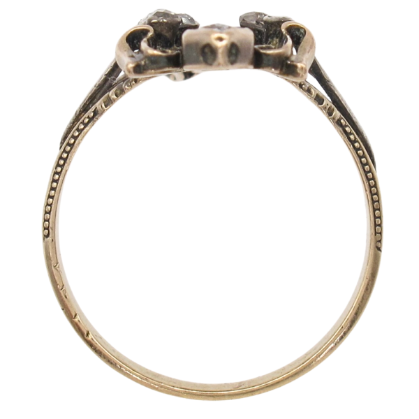 Rose Cut Diamond Wreath Georgian Ring 14K & Silver Profile