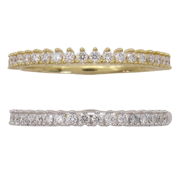 Three Prong Thin Diamond Wedding Band Stack .19 ctw Options
