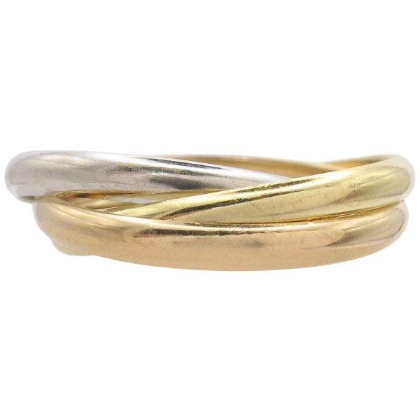 Tri-Color Trinity Rolling Ring 18K Gold front