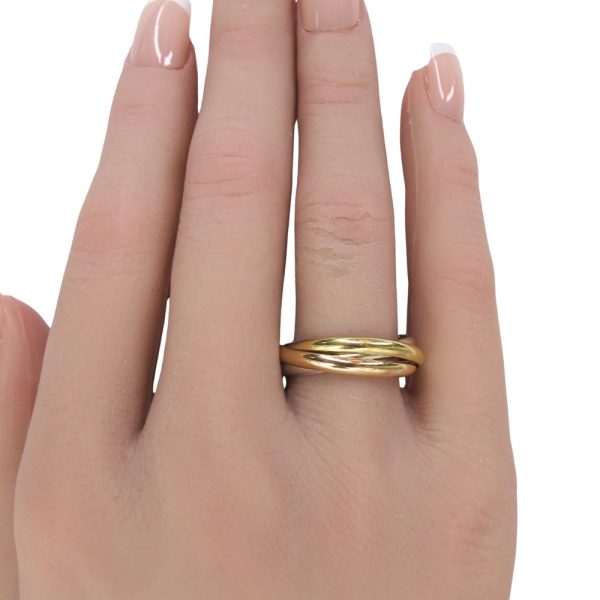 Tri-Color Trinity Rolling Ring 18K Gold worn