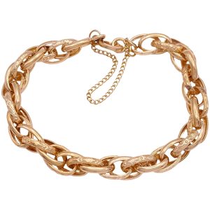 Victorian Floral Oval Link Bracelet 14K Gold