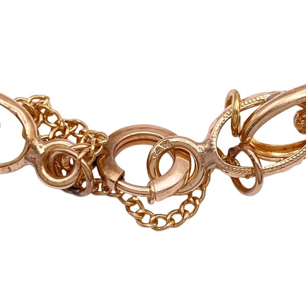 Victorian Floral Oval Link Bracelet 14K Gold clasp