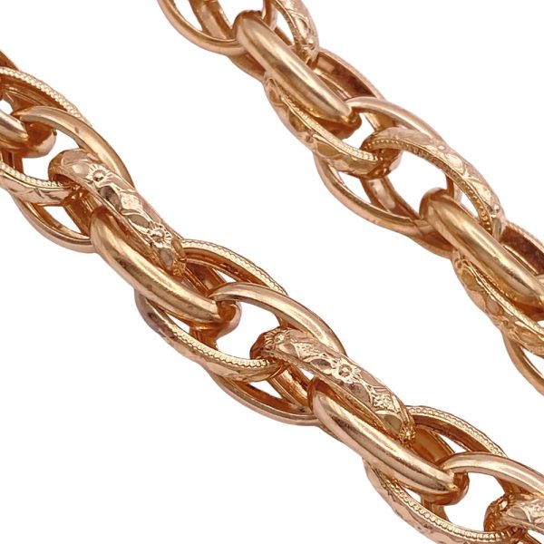 Victorian Floral Oval Link Bracelet 14K Gold links