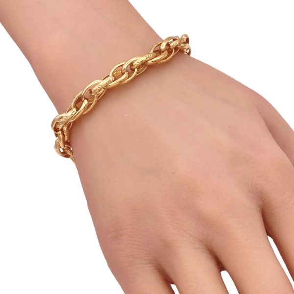 Victorian Floral Oval Link Bracelet 14K Gold worn