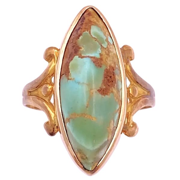 Victorian Navette Turquoise Ring 10K Gold