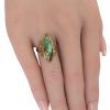 Victorian Navette Turquoise Ring 10K Gold worn