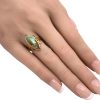 Victorian Navette Turquoise Ring 10K Gold worn