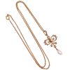 Victorian Pearl Lavaliere Necklace 14K Gold full