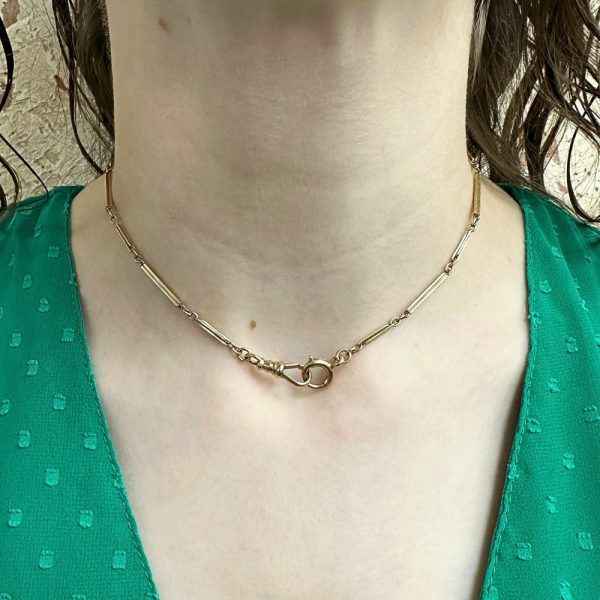 Victorian Watch Chain Necklace 10K Gold 14 Length worn