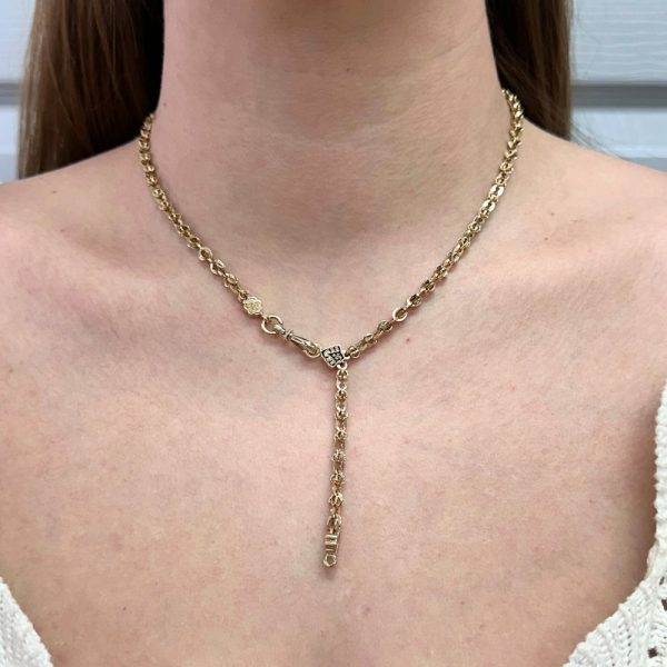 Victorian Watch Chain Necklace 10K Gold worn