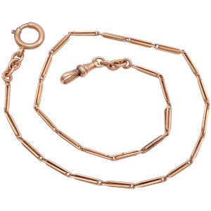 Victorian Watch Chain Necklace 12K Rose Gold 15 Length