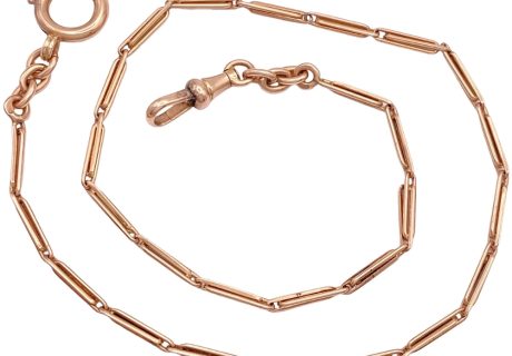 Victorian Watch Chain Necklace 12K Rose Gold 15 Length